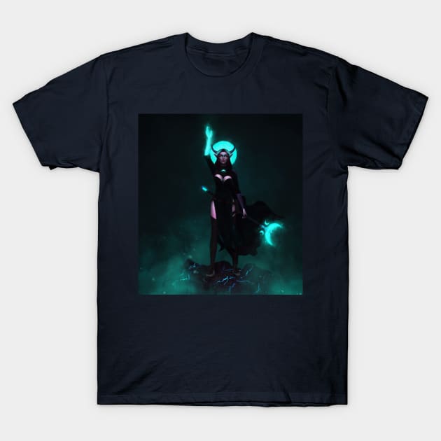 Necromancer Witch Elf Girl T-Shirt by Purplehate